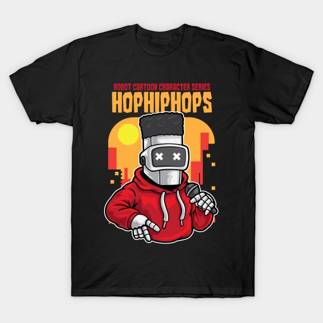 Robot Hiphop Cartoon Illustration T-Shirt by dailycreativo